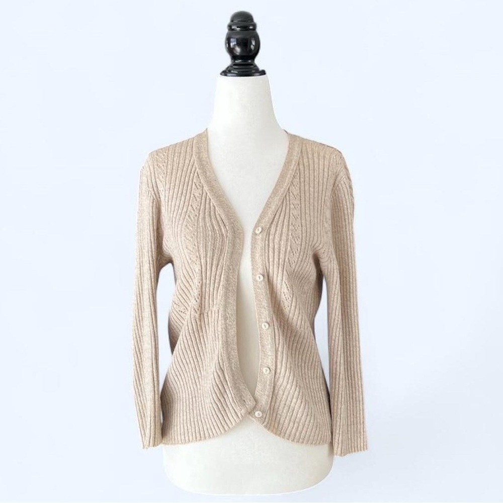 90s 725 Originals Ribbed Knit Cardigan Cottagecore Twee Minimalist Sweater